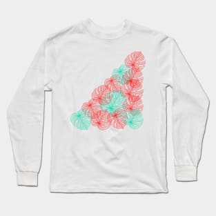 Neon color triangle of tropical leaves Long Sleeve T-Shirt